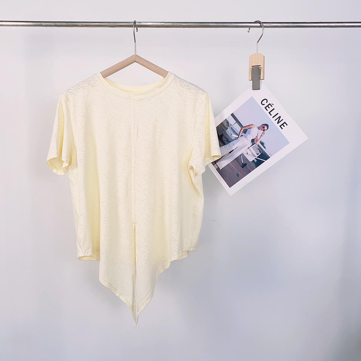 

Женская футболка с коротким рукавом в стиле Lulu для йоги, бега, тренировок, пилатеса, фитнеса - Свободный спортивный топ-накидка Small светло-желтого