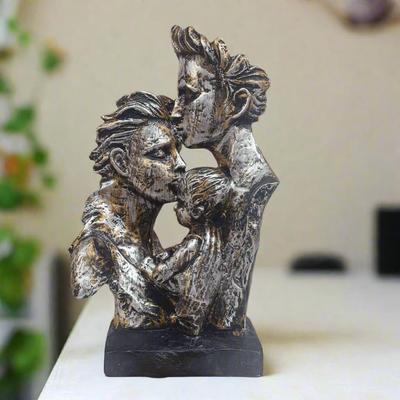 Mère et Père avec Enfant Couple Familial Amour Statue Pièce Maîtresse Idole pour Décoration Décoration de Salon de Maison et Cadeau