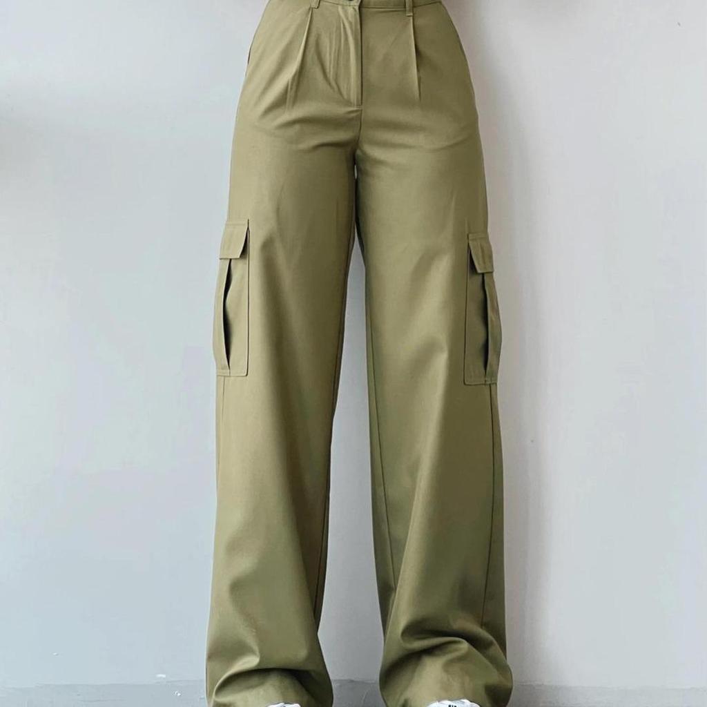 2023 European & American Versatile Mid-Waist Casual Workwear with 3D Pockets