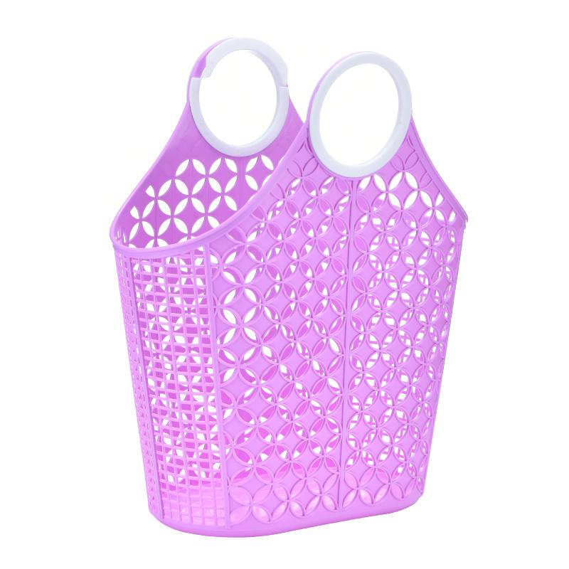 

Портативная корзина для покупок, корзина для продуктов, корзина для ванны, пластиковая корзина для хранения закусок, косметики, туалетных принадлежностей, ящик для хранения, переносная корзина Large purple