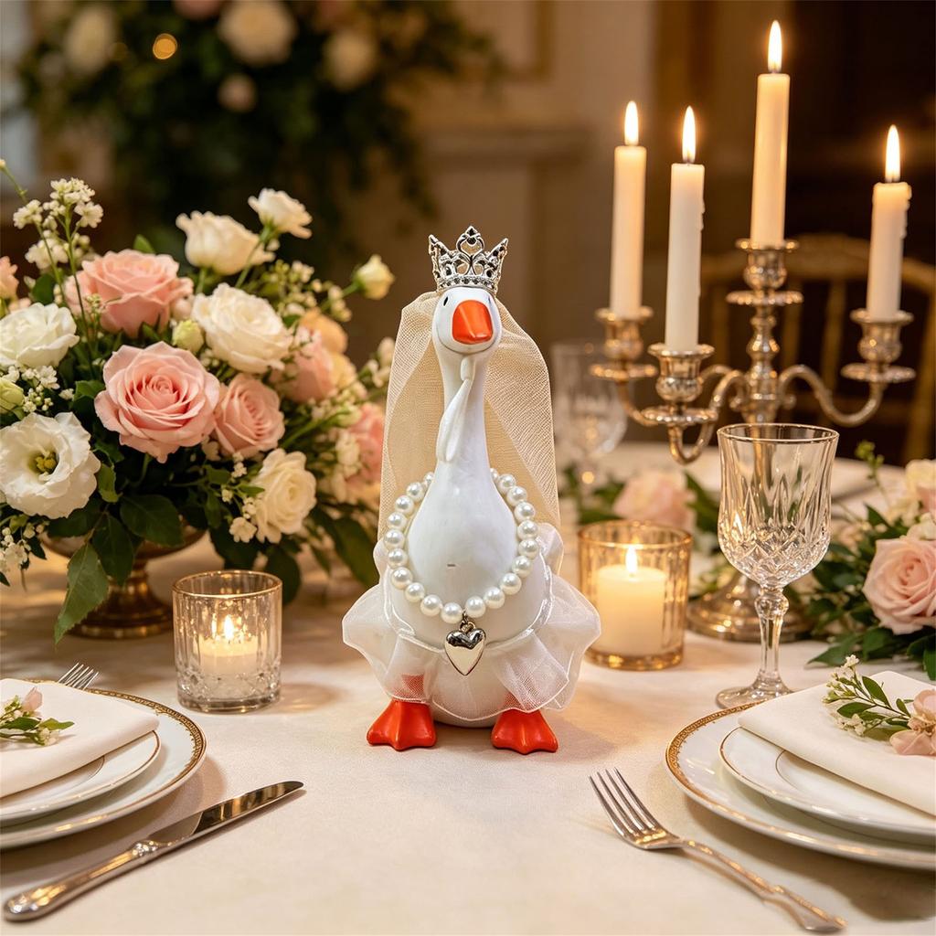 7 Desk Goose Outfits Goose Dress Necklace Crown Accessories Set for Magnetic Geese Statue Office Home Table Decor - Elegant and