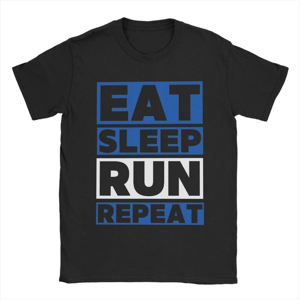 Eat sleep Running repeat T Shirt Summer Hip Hop T Shirts Men's Cotton O Neck Plus Size 5XL Tees Short Sleeve Vintage Tshirt