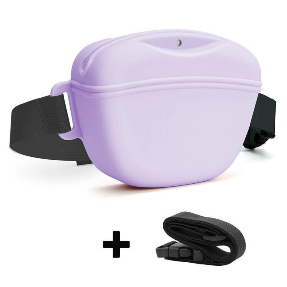 Portable Dog Treat Bag Silicone Magnetic Closure Pet Outdoor Feeder Bag Hands-Free Soft Puppy Snack Pouch Pet Walking