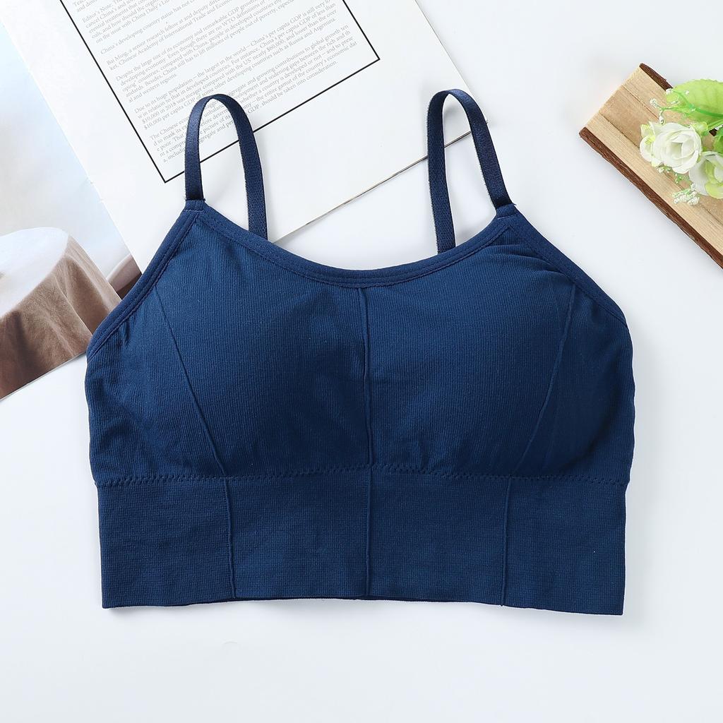 Women's Ribbed V-Neck Cami Top, Seamless U-Back Bralette with Built-in Bra