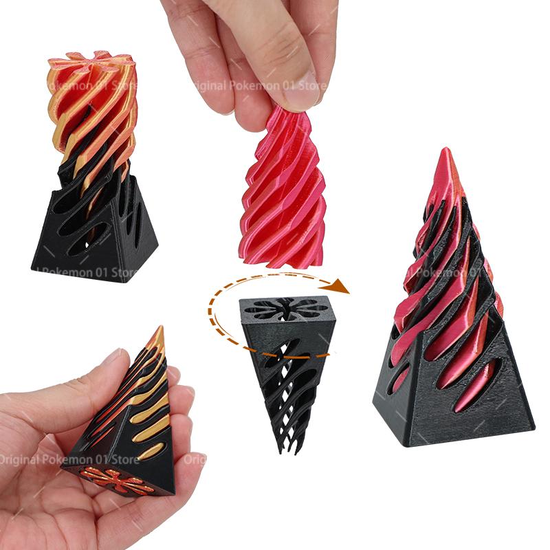 3D Printed Spiral Cone Fidgeting Plaything Impossible Pyramid Passthrough Ghost Sculpture Small Vortex Thread Illusion Relaxation Toy