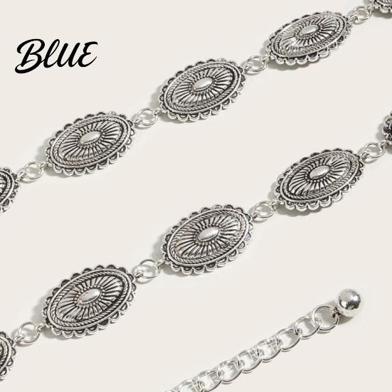 Women Adjustable Waist Strap Chain Bohemia Style Denim Belt Alloy