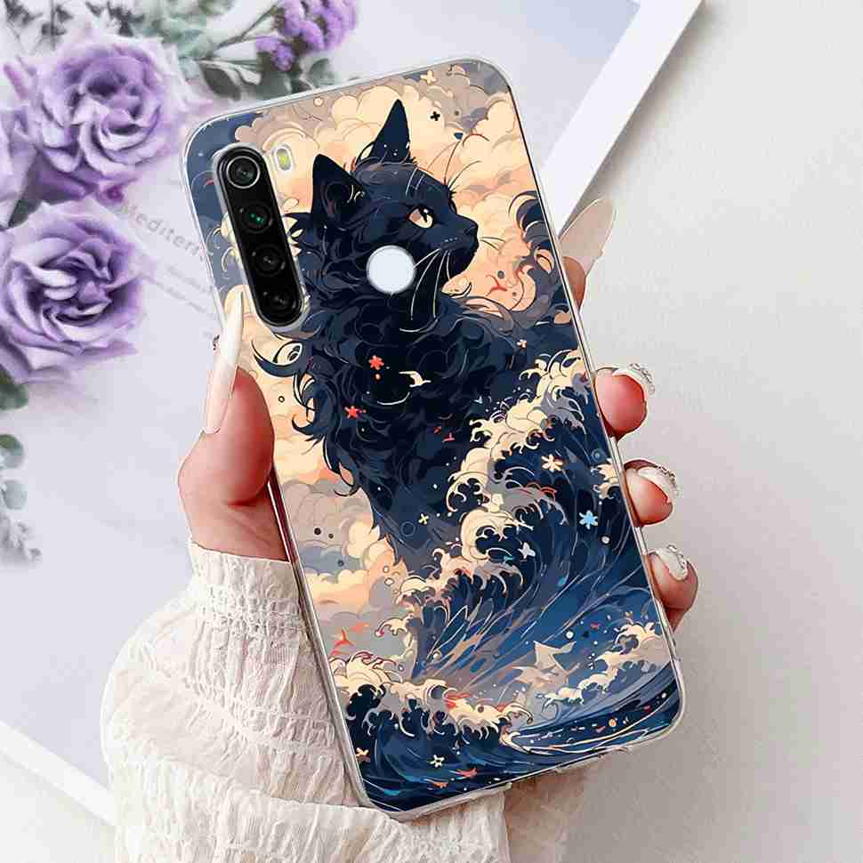 For Xiaomi Redmi Note 8 Case Vintage Dragon Luxury Flower Soft Silicone TPU Cover For Redmi Note8 Note 8T Phone Cases Shockproof