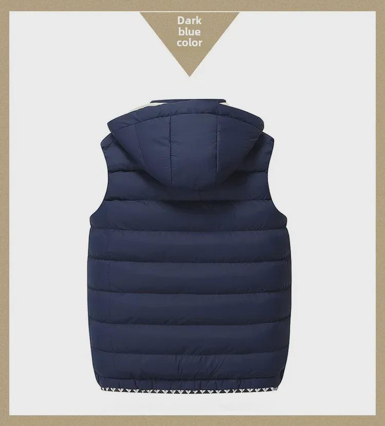 Pánská jednobarevná prošívaná vesta s kapucí z bavlny a prachového peří, módní kardiganová vesta
