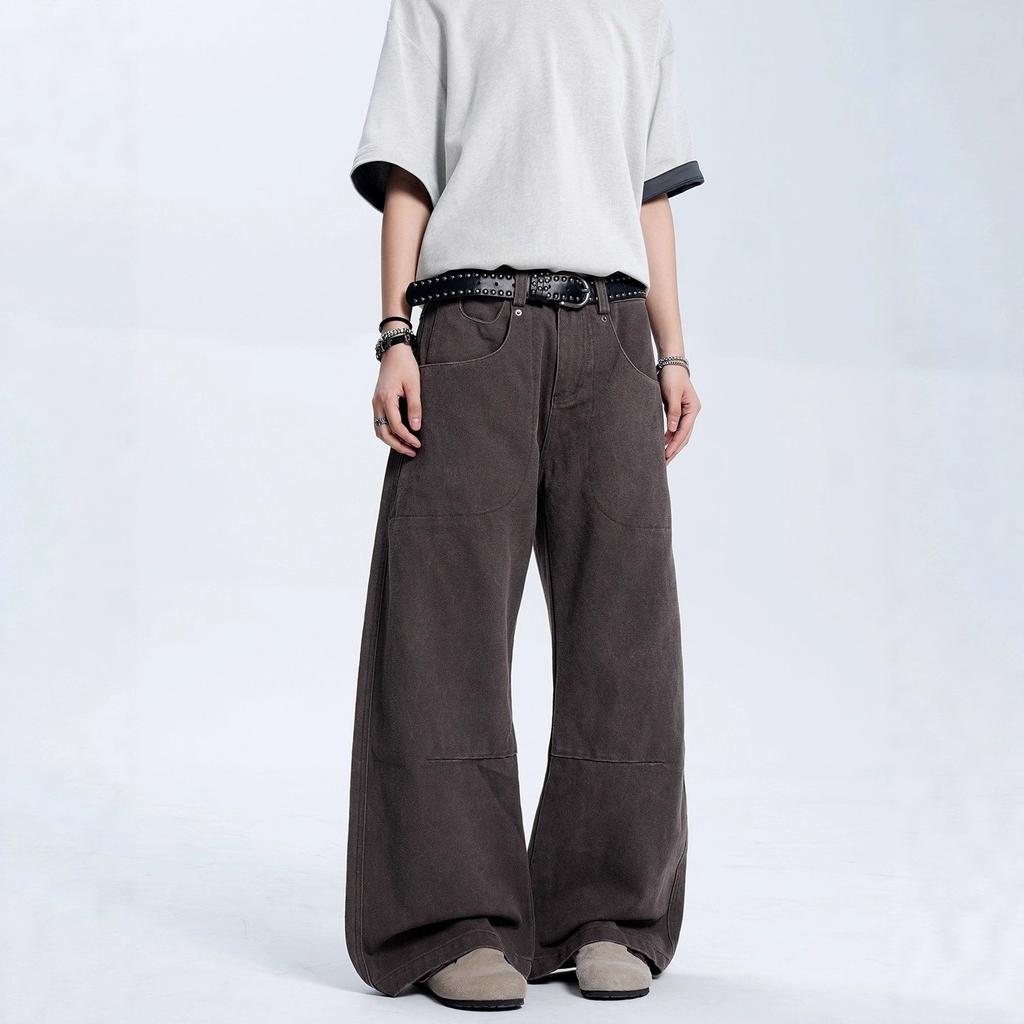 European and American Street Retro Loose Scimitar Jeans Men's and Women's Trendy Brand Urban New Lazy Casual Wide-legged Pants