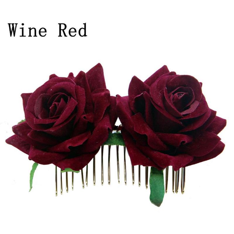 

Королевы 70-й Платиновый Юбилей Роза Цветок Гребни для Волос Женские Аксессуары для Волос Win Red