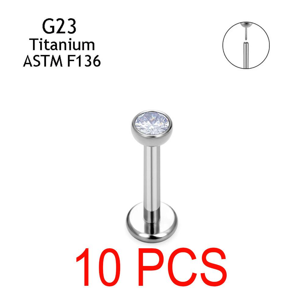 10 Stück Ohrstecker Gewindelose G23 Titan Nase PIERC Push Pin Labret Lippenringe Ohrringe Knorpel Helix Piercing Schmuck