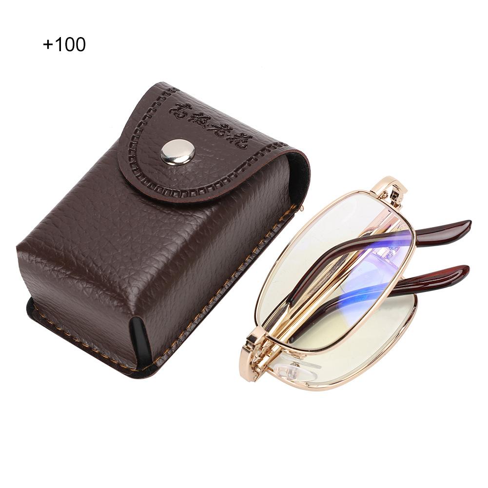 

Складные пресбиопические очки, блокирующие синий свет, очки для чтения против усталости для мужчин и женщин(+100 Золота