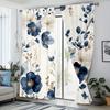 1pc Navy blue and gold floral print pattern curtains   polyester fabric   suitable for bedroom living room decoration