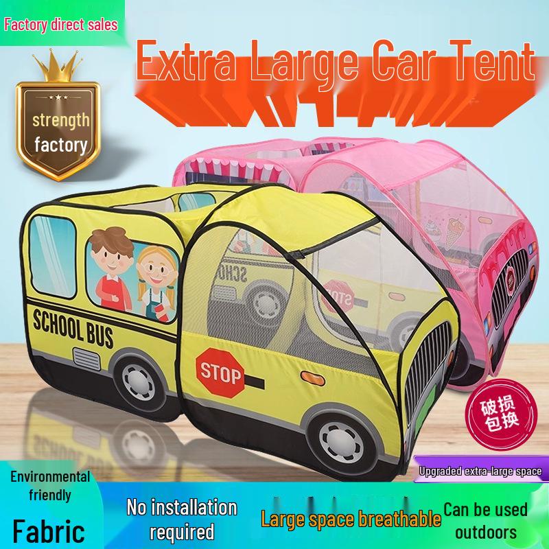 Extra Large Cartoon Car Theme Kids Tent for Indoor/Outdoor Play - Easy Setup, No Installation Required