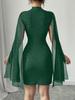 European & American Women's Ribbed Pearl Chiffon Cape Dress