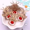 6 STÜCKE Bunt Glitzernd Goldener Weihnachts Hirschkopf Flache Rückseite Acrylplatte Miniaturmuster Applikation DIY Schmuckdekor Kunsthandwerk