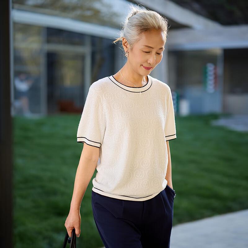 Muzi Muzi Women's Mulberry Silk Blend Knit T-Shirt