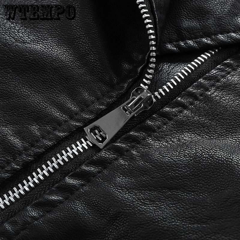 Pu Leather Jacket Female Short Collar Jacket Spring Korean Slim Biker Leather Jacket