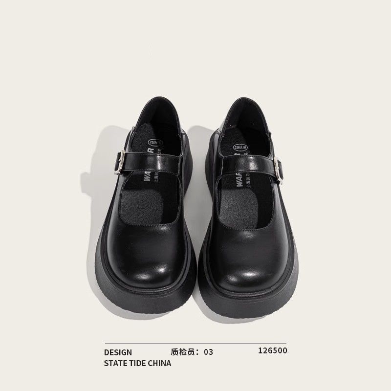 Neue Mary Jane Damen Schuhe Xia Yinglun Kleine Lederschuhe Französische Vielseitige Runde Zehe Einzelne Schuhe Plateauschuhe