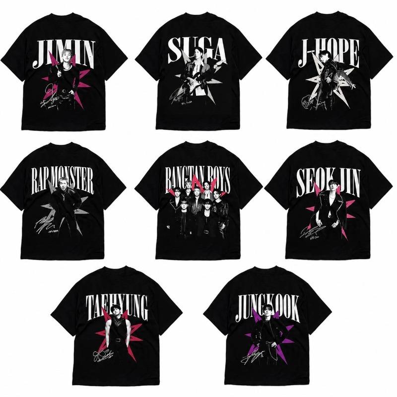 Vintage BTS Shirt Retro Kpop Bangtan Members Tee Gift for ARMY 2026 Summer Men Women Fashion Cotton Y2K Oversized T-shirt