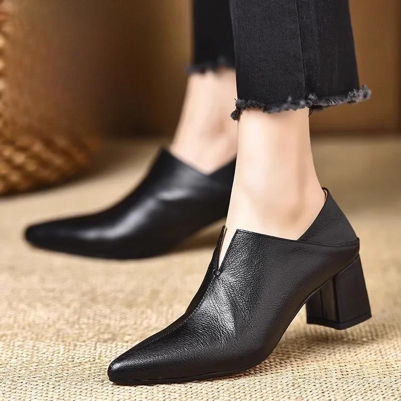 Pointed Toe High Heel  Women's New 2026  Heel Comfortable Deep Mouth Versatile Leather