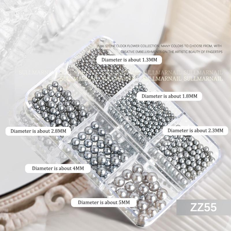 

6 сеток Maillard круглый жемчуг маникюр DIY 3D украшение для ногтей смешанный размер маникюрные бусины осенне-зимний нейл-арт ювелирные изделия as the picture