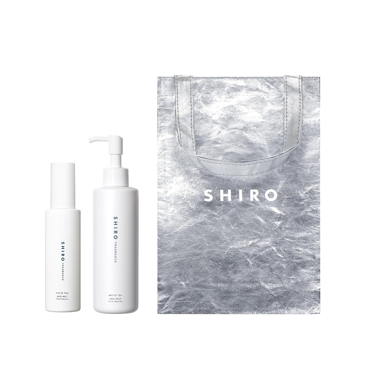 SHIRO Official Gift White Tea Fragrance Body Care Kit Mist 100mL + Milk 195g Paper Bag