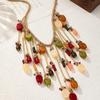 Bohemian Personalized Colorful Crystal Waterdrop Tassel Pendant Necklace for Women Daily Wear Beach Party Suitable