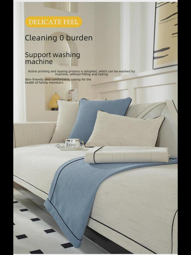 Helårs Chenille Sofapute & Sklisikkert Trekksett