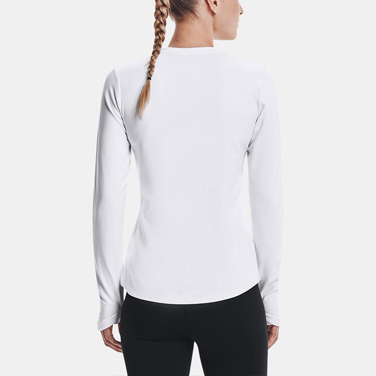 Under Armour Printed Fitted Training Sweatshirt Crew Neck Long Sleeve T-Shirt Women Tops White 1366979-100