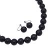 Natural Jet Earring Set Necklace 14 white gold 32.1g Women Used