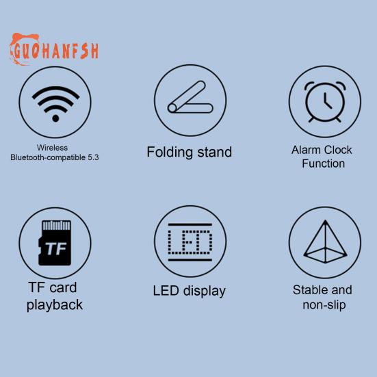 Speaker Bluetooth-compatible with Phone Stand LED Display Alarm Clock HD-compatible Sound Multi-functional Speaker