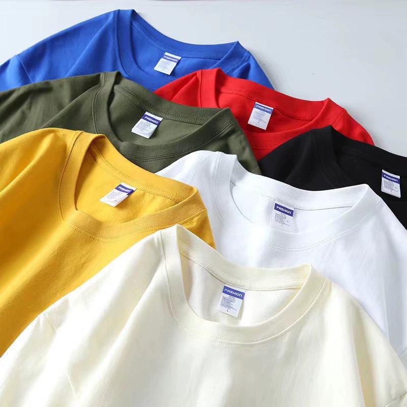 260g Unisex Pure Cotton Loose Fit Double Yarn Drop Shoulder Half Sleeve T-Shirt