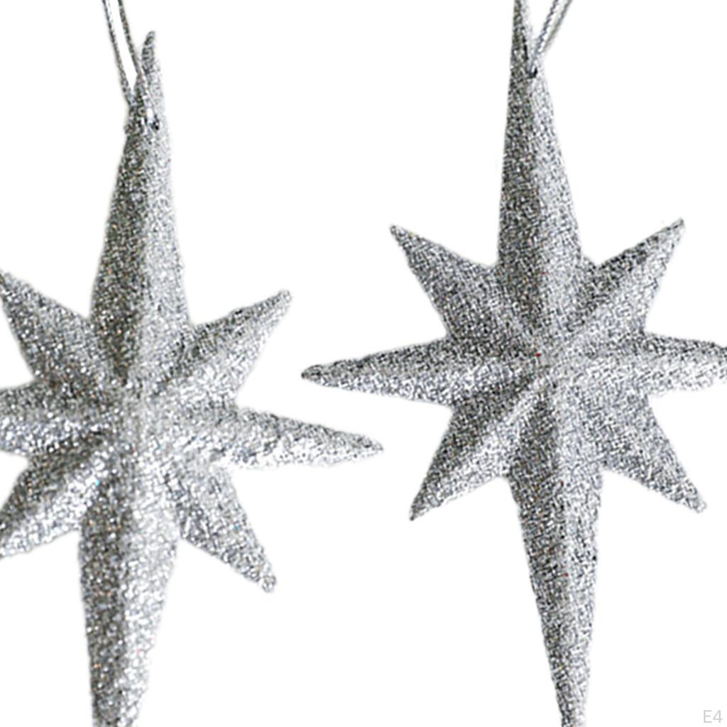 2 Pieces Christmas Glitter Star Pendants Hanging Ornaments Decor for Wedding