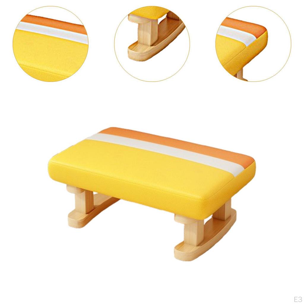 Foot Rest with Wooden Legs Padded Footstool Bench Rectangle Short Step Stool Small Low Ottoman for