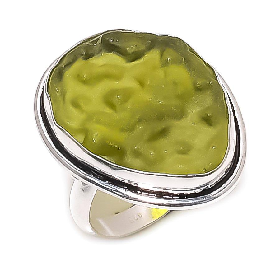 

Натуральный Молдавит Кварц Драгоценный Камень 925 Стерлинговое Серебро Ювелирное Кольцо Размер 7 b1b63