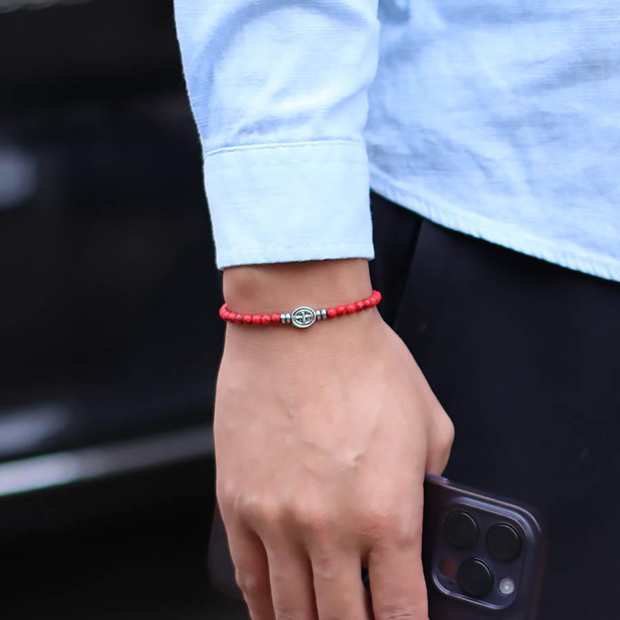 Trendy 4mm Kruis Armband Heren Dames Natuurlijke Tijgeroogsteen Turquoise Armband Handgemaakt Pauselijk Gebed Armband Mannelijke Manchet Sieraden