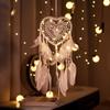 Nordic Dream Catcher Heart String Lights - Hanging Ornament for Weddings and Christmas