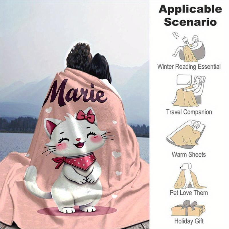 1pc Cute Cartoon Marie Cat Blanket - Seasonal Home Decor, Cartoon Blanket, for Decorating Your Own Sofa and Living Room, Super Soft Flannel,