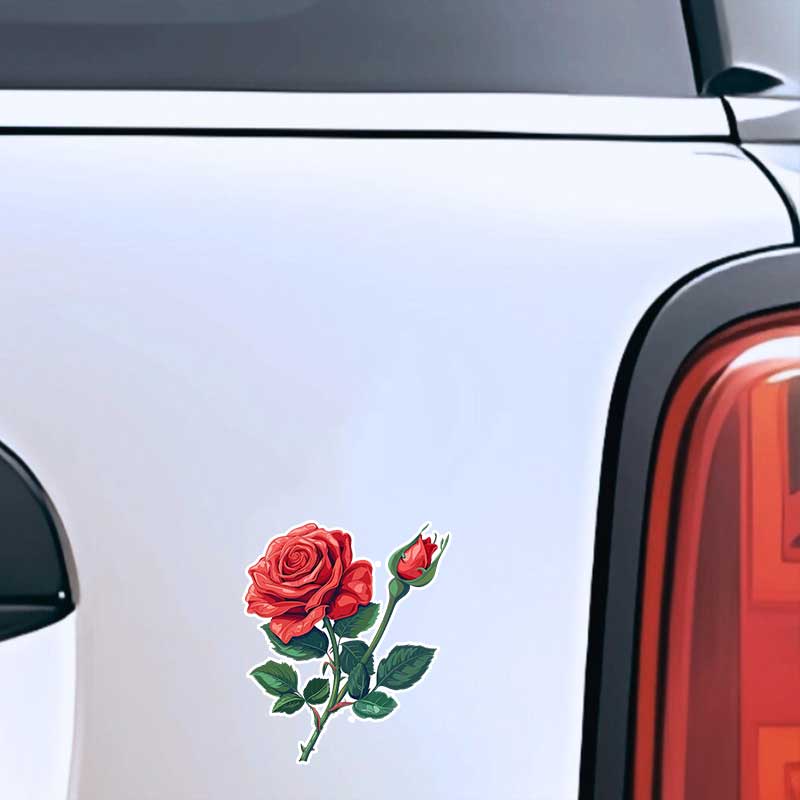 Samolepka na auto Červená růže Samolepka Vodotěsná vinylová nálepka na nárazník Zadní okno Notebook Samolepicí nálepka Pro autodoplňky Y04