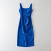2025 Side Pleated Vest Dress, European And American Style Women'S New Solid Color Tight Strap Dress