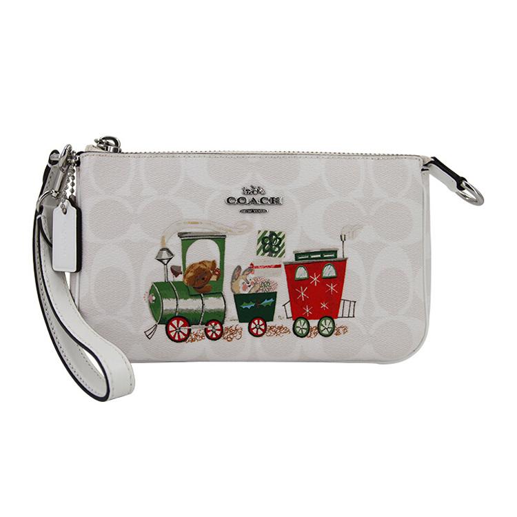 New COACH Nolita Canvas With Leather Pochette Shoulder Bag Shoulder Bag Clutch Regular Women s White C1584-SVRFI 19151109CM 14557₽