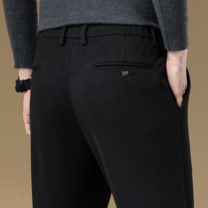 Men's Wool Blend Straight Fit Casual Trousers