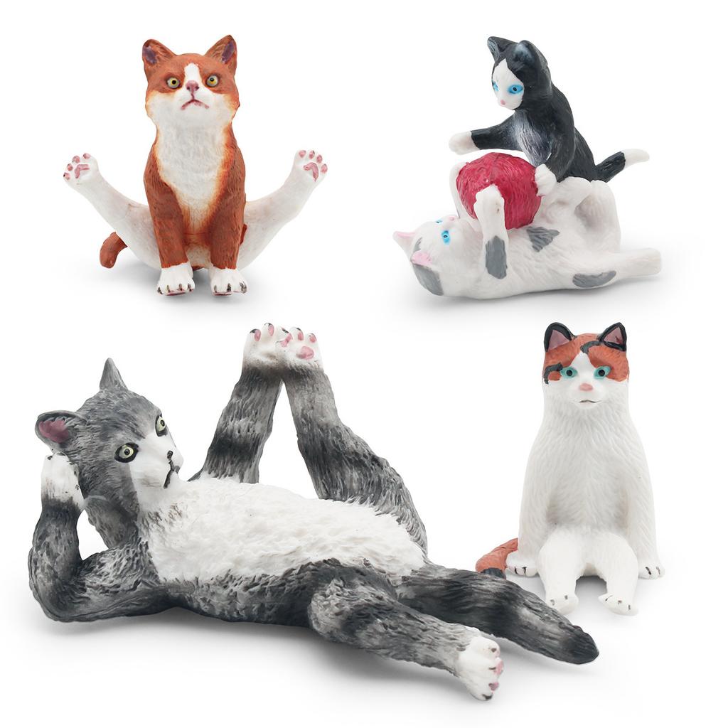 Simulation Cat Model 8 Cat Lying On The Side Cat Sitting Cat Playing Kitten Desktop Static Ornament Toy