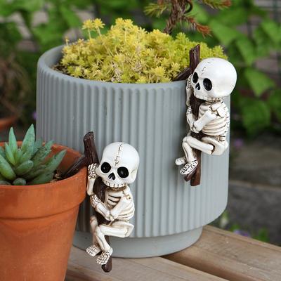 Halloween Skull Planter Hanger Resin Garden Decor For Spooky Indoor Outdoor Plant Display