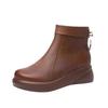 Low-heeled Muffin-soled Boots for Women's 2 Autumn and Winter New Soft Leather Fashion Boots, Winter Velvet Soft-soled Women's Shoes Are Comfortable