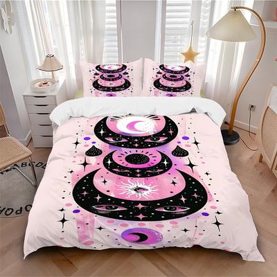 3pcs Moon Eyes Bedding Set, Includes 1 Comforter + 2 Pillowcases, Without Pillow Inserts, Soft Comfortable, Lightweight Breathable, Printed