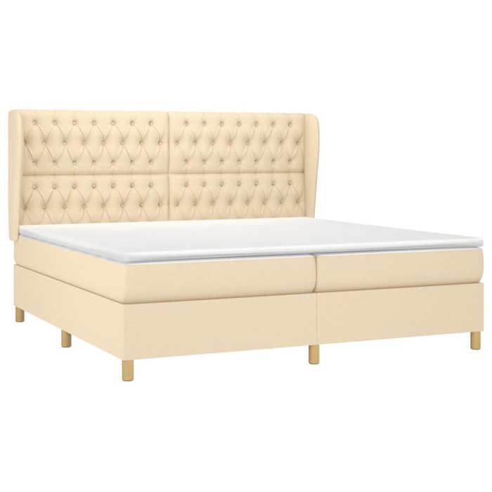 3128794 vidaXL Divan Bed with Mattress Cream 200x200 Cm Fabric