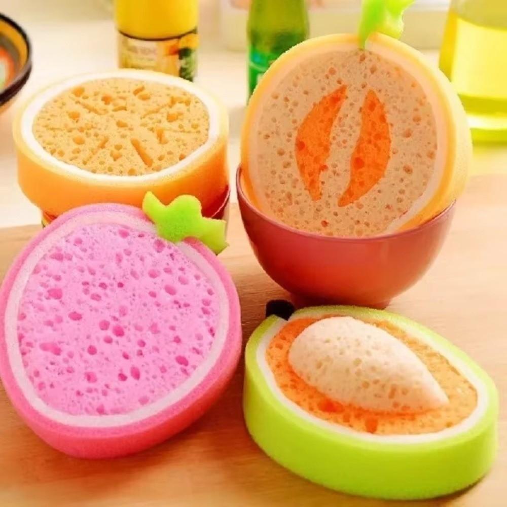 1PC Sponge Cleaner Magic Sponge Fruit Shaped Dishwashing Wipe Washcloth Kitchen Cleaning Tools