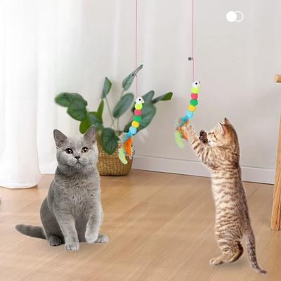 Cat Toy Hang On The Swing Hang On The Door Hang Elastic Feather Toy Teasing Cat Rope Long Rope Cat Toy Accessories
